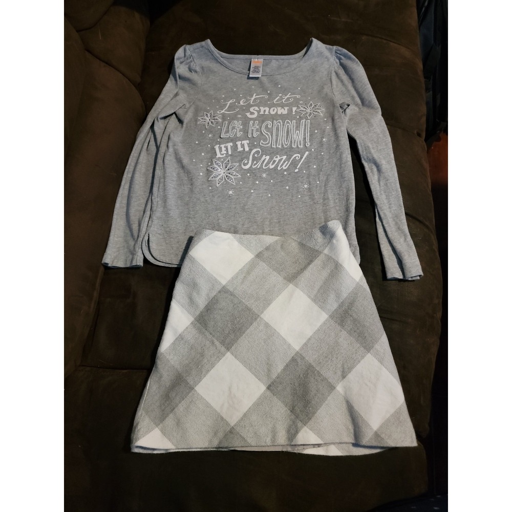 Gymboree cozy ski lodge let it snow top and skirt size 10
